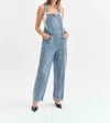 Daze Canyon Barrel Leg Overalls In Plot Twist In Blue