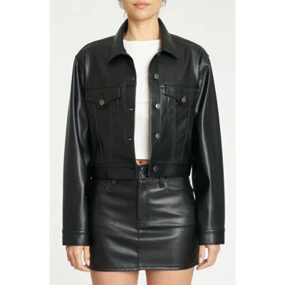 Daze Chaser Faux Leather Trucker Jacket In Cinematic