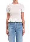 Daze Chloe Smocked Puff Sleeve Blouse In White In White