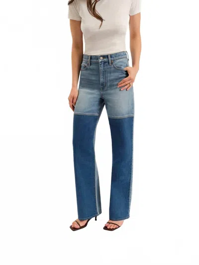 Daze City Straight High Rise Straight Leg Jeans In Double Dip In Blue