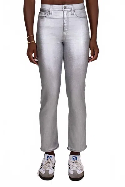 Daze Coated Slim Straight Leg Jean In Silver Bullet In Black