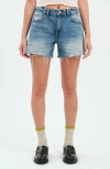 Daze Crossroad Mid Rise Denim Cutoff Shorts In Instinct Vintage