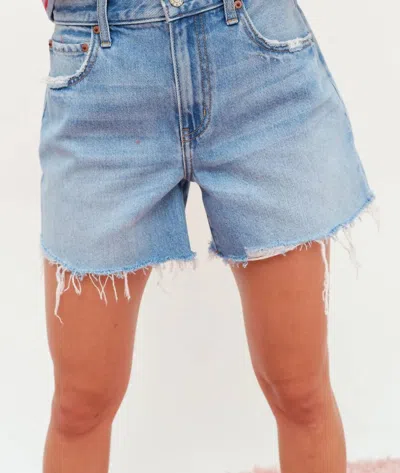 Daze Crossroads Mid Rise Loose Jean Shorts In Light Denim In Blue