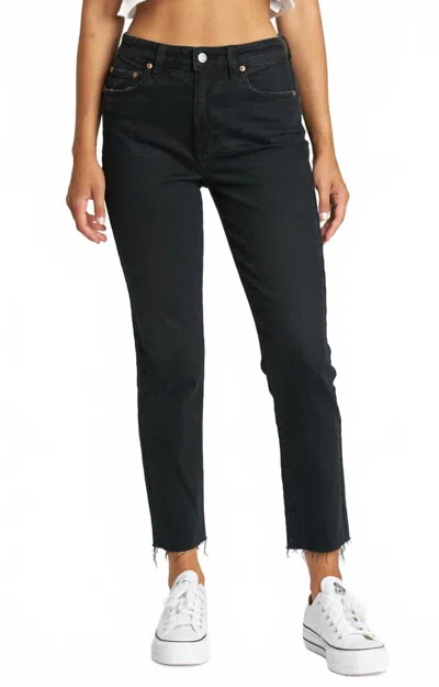 Daze Daily Driver High Rise Cigarette Jeans In Inked In Black