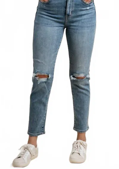 Daze Daily Driver Skinny Straight Jeans In Mid Blue