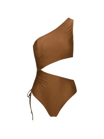 Daze Dayz Brownie One-shoulder Cutout Swimsuit