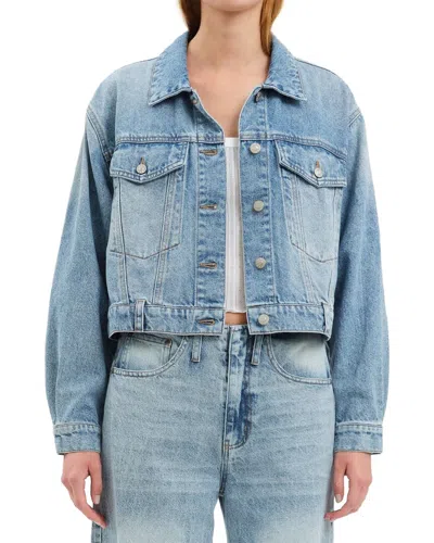 Daze Denim Bestie Caught Up Cropped Denim Jacket In Blue