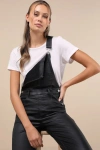 Daze Denim Broadway Black Coated Overalls In Black
