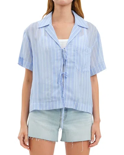 Daze Denim Buttercup Tie Front Shirt In Castle Stripe