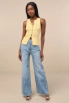 Daze Denim Far Out Light Wash Embroidered High-rise Wide-leg Jeans In Brown