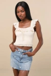 Daze Denim Malibu Light Wash Embroidered Denim Mini Skirt