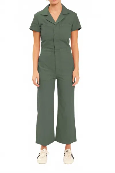 DAZE DENIM MAVERICK SHORT SLEEVE JUMPSUIT IN GRASS