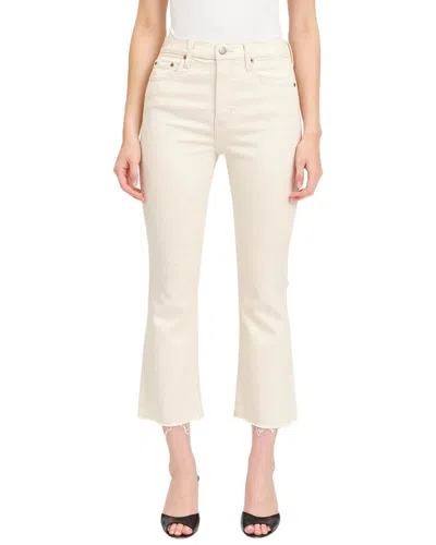 Daze Denim Shy Girl Raw Cut High Rise Crop Kick Flare Jean In Beige