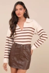 Daze Denim Stash Brown Vegan Leather High-rise Mini Skirt In Brown