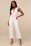 Daze Denim Sundaze White Raw Hem Cropped Denim Jeans In White