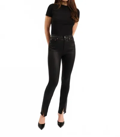 Daze Downtown High Rise Split Slim Jeans In Black Coated