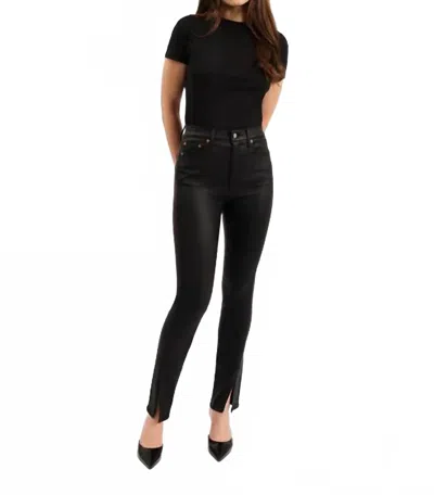 Daze Downtown High Rise Split Slim Jeans In Black Coated In Multi