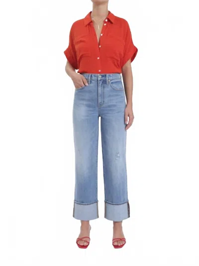 Daze Eastside High Rise Cuffed Denim Jeans In Be Mine Vintage Wash In Blue