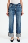 Daze Eastside High Waist Cuff Crop Straight Leg Jeans