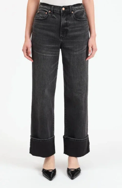 Daze Eastside High Waist Cuff Crop Straight Leg Jeans In Night Life Vintage