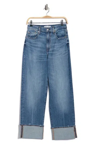 Daze Eastside High Waist Cuffed Wide Leg Jeans In Blue