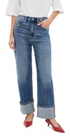 Daze Eastside High Waist Cuff Crop Straight Leg Jeans In Rush Hour