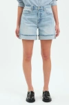 Daze Easy Rider High Waist Relaxed Denim Shorts In Dew Drop