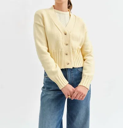 Daze Eden Cropped Cardigan In Light Yellow