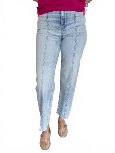 Daze Elyse Side Panel High Rise Ankle Jeans In Blue