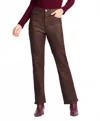 Daze Emelia Vintage Straight Leather Pants In Espresso In Burgundy