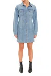 Daze Estrella Denim Short Dress In Denim That Girl In Blue