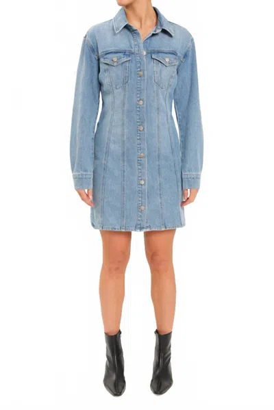Daze Estrella Denim Short Dress In Denim That Girl
