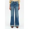 Daze Far Out Cuffed High Waist Wide Leg Jeans In Blue