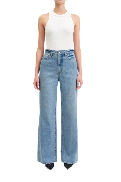 Daze Far Out Hi Rise Wide Leg Jeans In Twinkle In Blue