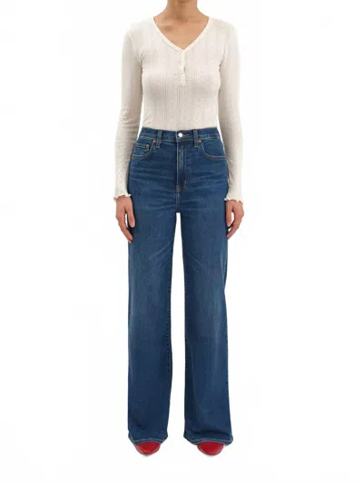 Daze Far Out High Rise Wide Leg Denim Jeans In Waterfall In Blue