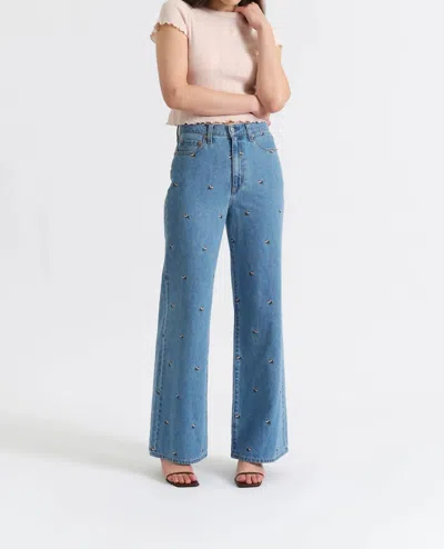 Daze Far Out High Rise Wide Leg Jeans In Fated In Blue