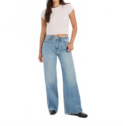 Daze Far Out High Rise Wide Leg Jeans In Fools Gold In Blue