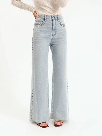 Daze Far Out High Rise Wide Leg Jeans In Light Blue In White