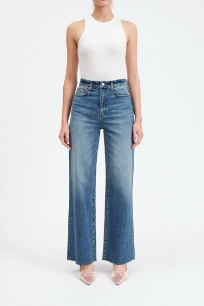 Daze Far Out High Rise Wide Leg Jeans In Stunner In Blue