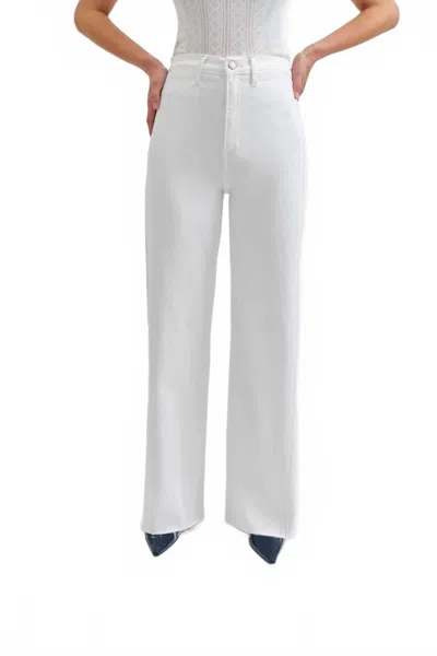Daze Far Out High Rise Wide Leg With Seaming Jeans In Lamb In White