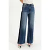 Daze Far Out High Waist Raw Hem Wide Leg Jeans In Black