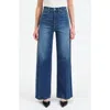 Daze Far Out High Waist Raw Hem Wide Leg Jeans In Blue