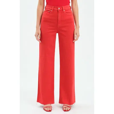 Daze Far Out High Waist Wide Leg Jeans In Cherry