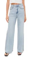 Daze Far Out Wide Leg Jeans In Lets Dance In Blue