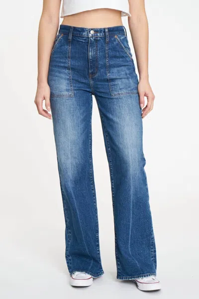 Daze Far Out Patchpocket High Rise Jean In Play Date In Blue