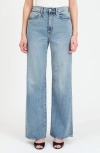 Daze Far Out Raw Hem High Waist Wide Leg Jeans In Fools Gold