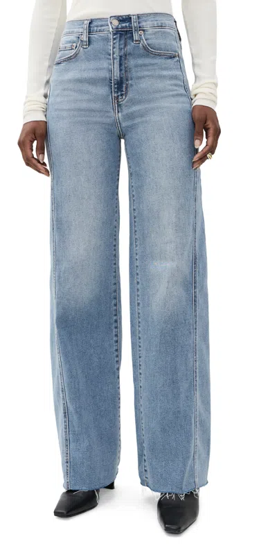 Daze Far Out Seaming High Rise Wide Leg Jeans Make Believe In Blue