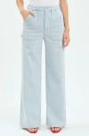 Daze Far Out Utility Wide Leg Jeans In Blue Bell Stripe