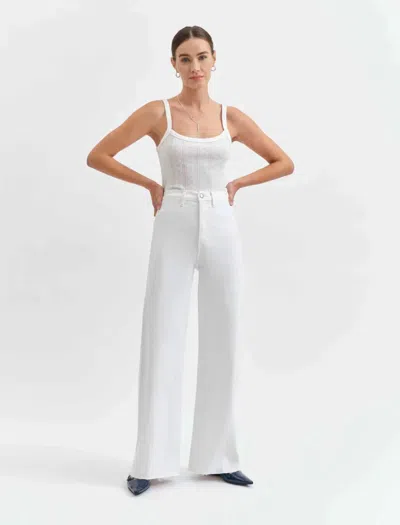 Daze Far Out With Seaming High Rise Wide Leg Jean In Lamb In White