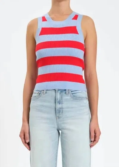 Daze Flirty Stripe Rib Tank In Pink/blue